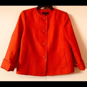 Talbots Blazer size 8P New without Tags 100% Linen orange red